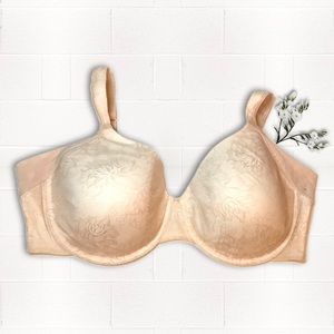 Bali Floral Laced Padded Underwire Bra 42D Golden Tan Very Comfy Fit